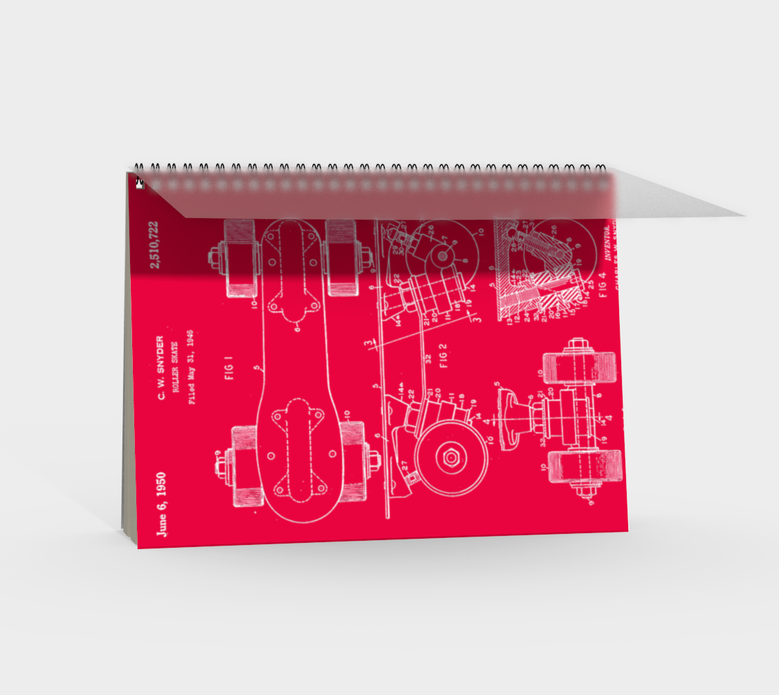 Red Roller Skate Plate Spiral Notebook