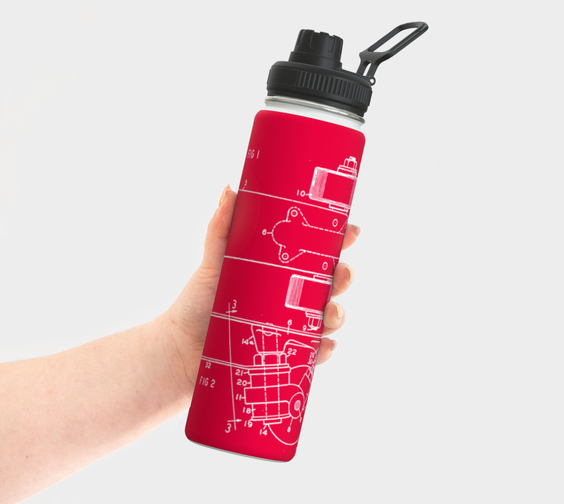 Red Skate Plate Water Bottle