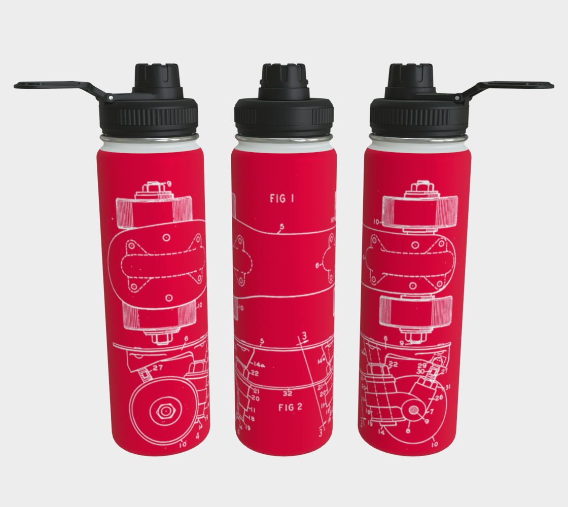 Red Skate Plate Water Bottle