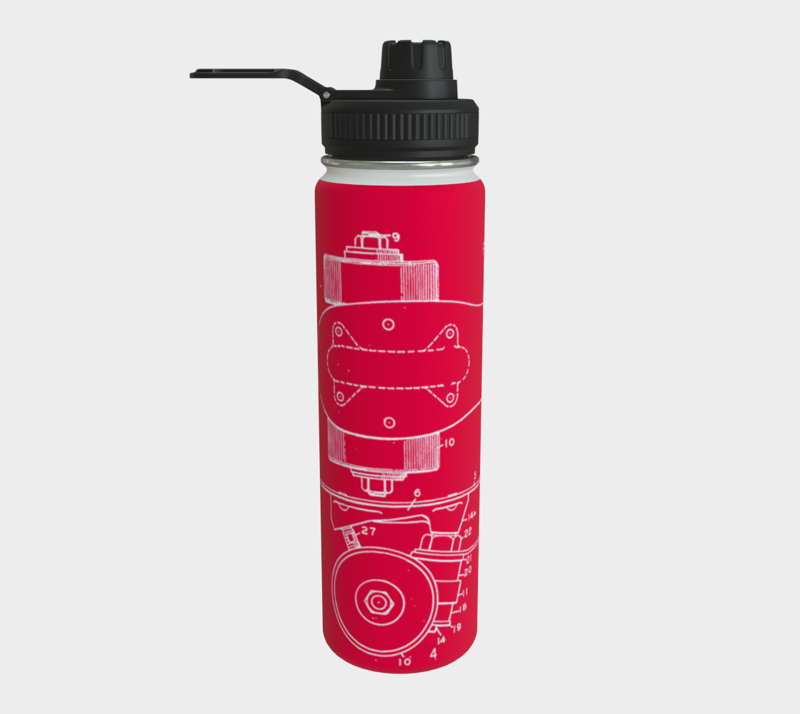 Red Skate Plate Water Bottle