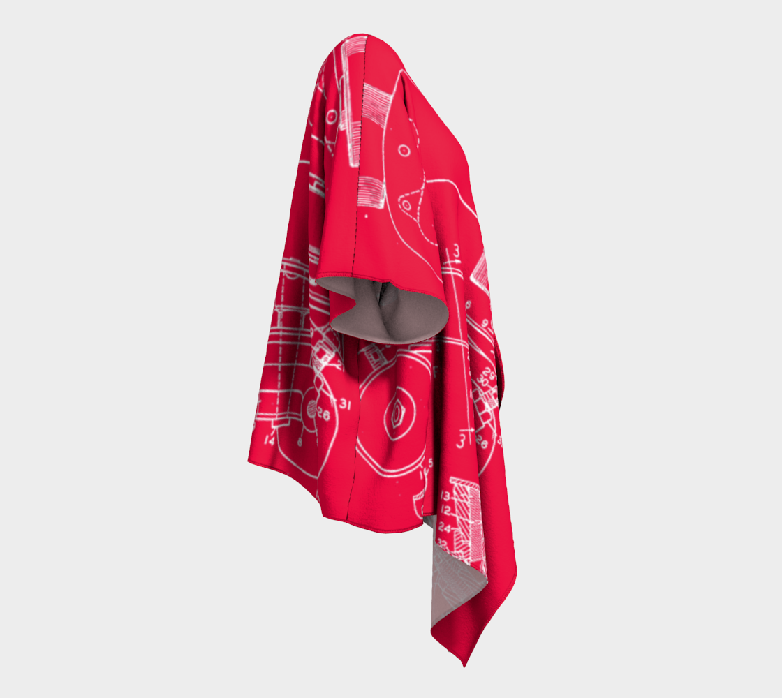 Red Roller Skate Collage Kimono Style Robe