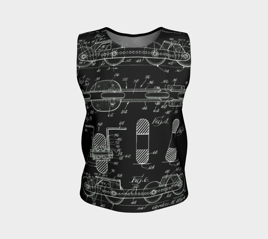 Vintage Inline Skate Patent Loose Sleeveless Top Variation