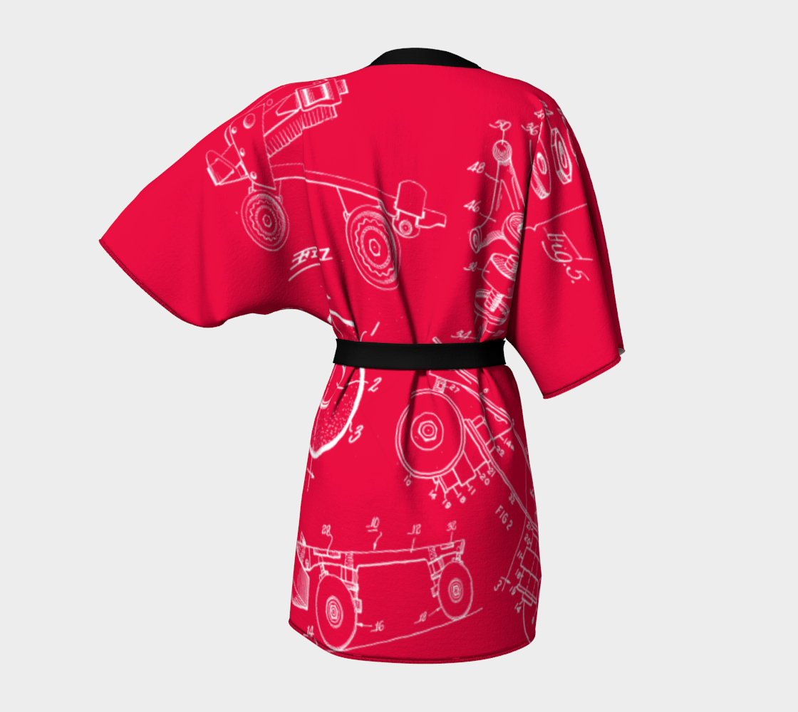Red Roller Skate Collage Kimono-Style Robe