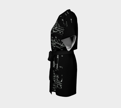 Vintage Inline Skate Patent Kimono Style Robe