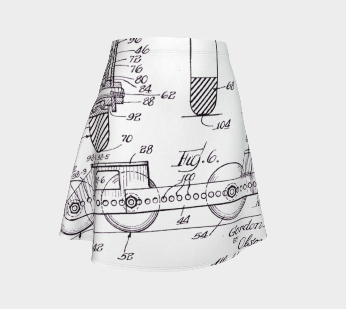 Vintage Inline Skate Patent Flare Skirt