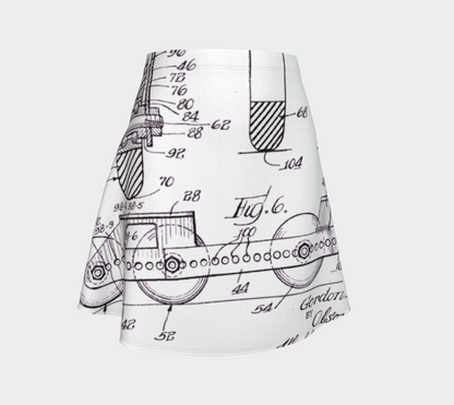 Vintage Inline Skate Patent Flare Skirt