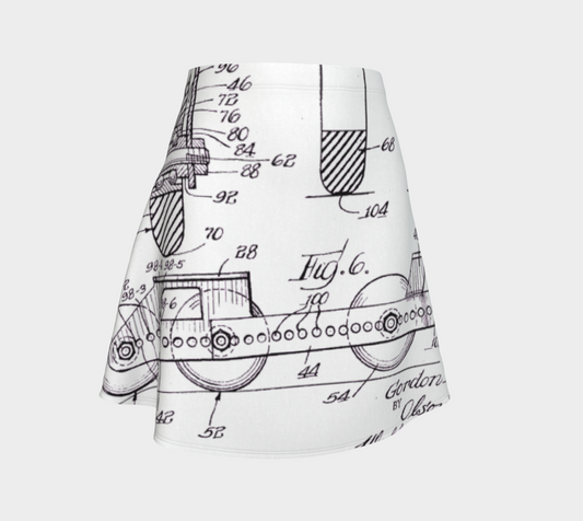 Vintage Inline Skate Patent Flare Skirt