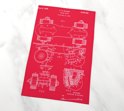 Red Skate Plate Tea Towel