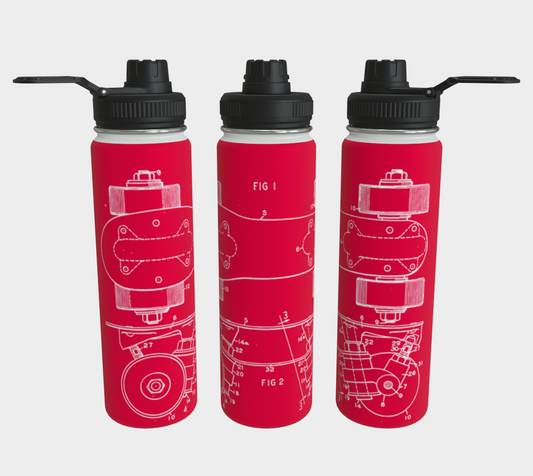 Red Skate Plate Water Bottle
