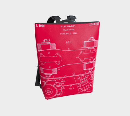 Red Skate Plate Vegan Leather Backpack