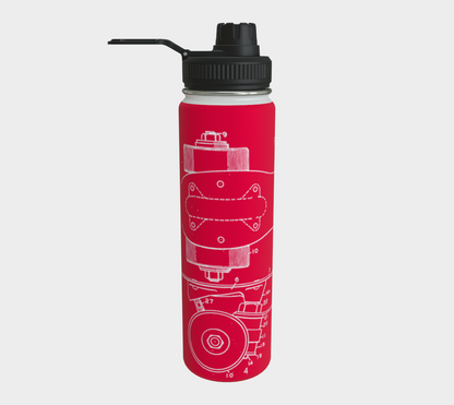 Red Skate Plate Water Bottle