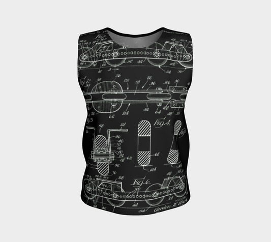 Vintage Inline Skate Patent Loose Sleeveless Top Variation