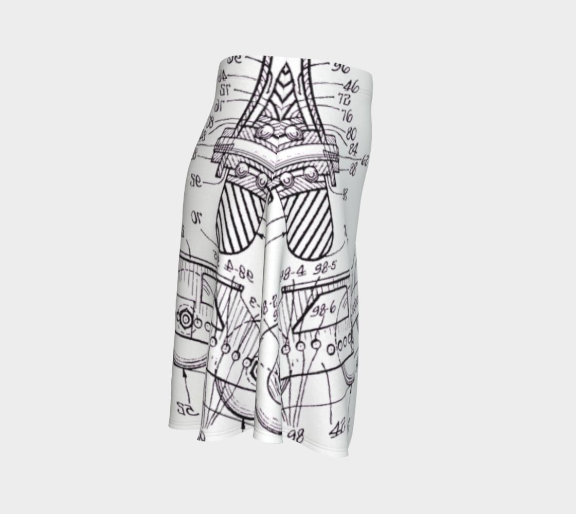 Vintage Inline Skate Patent Flare Skirt