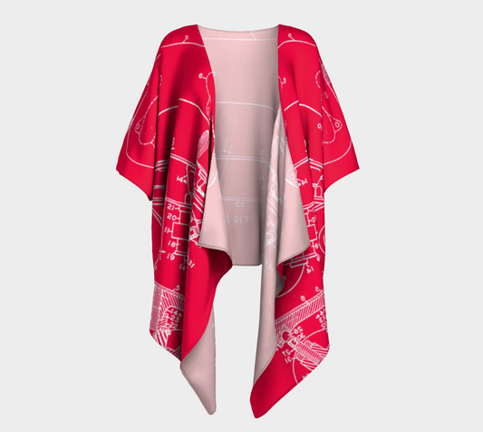 Red Roller Skate Collage Kimono Style Robe