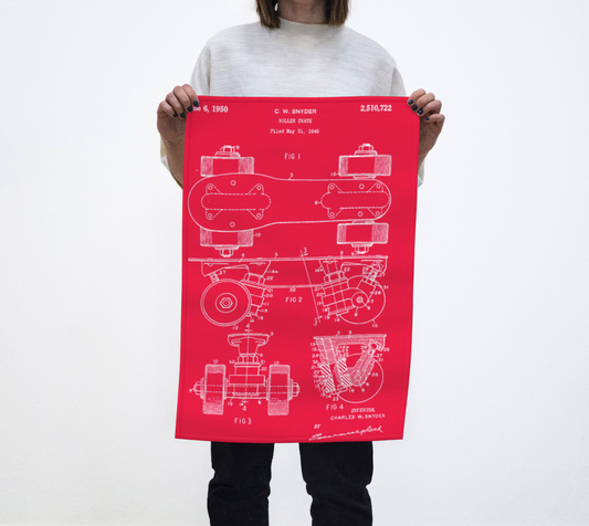 Red Skate Plate Tea Towel