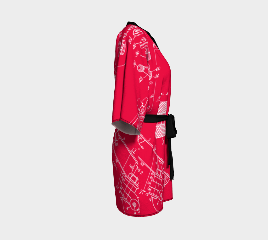 Red Roller Skate Collage Kimono-Style Robe