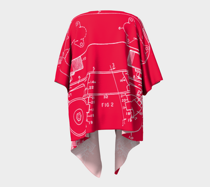Red Roller Skate Collage Kimono Style Robe