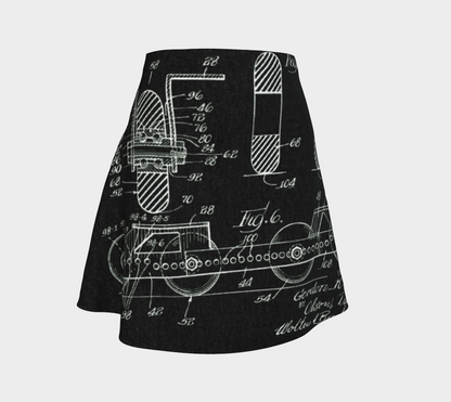 Vintage]Inline Skate Patent Flare Skirt
