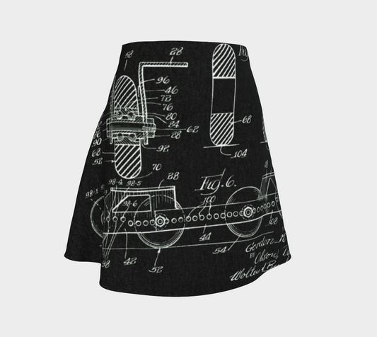 Vintage]Inline Skate Patent Flare Skirt